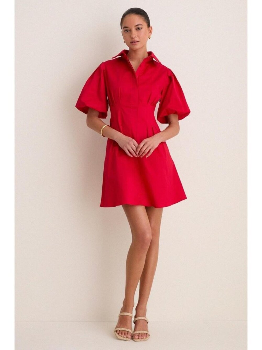 Tuckernuck Red Puff-Sleeve Mini Dress